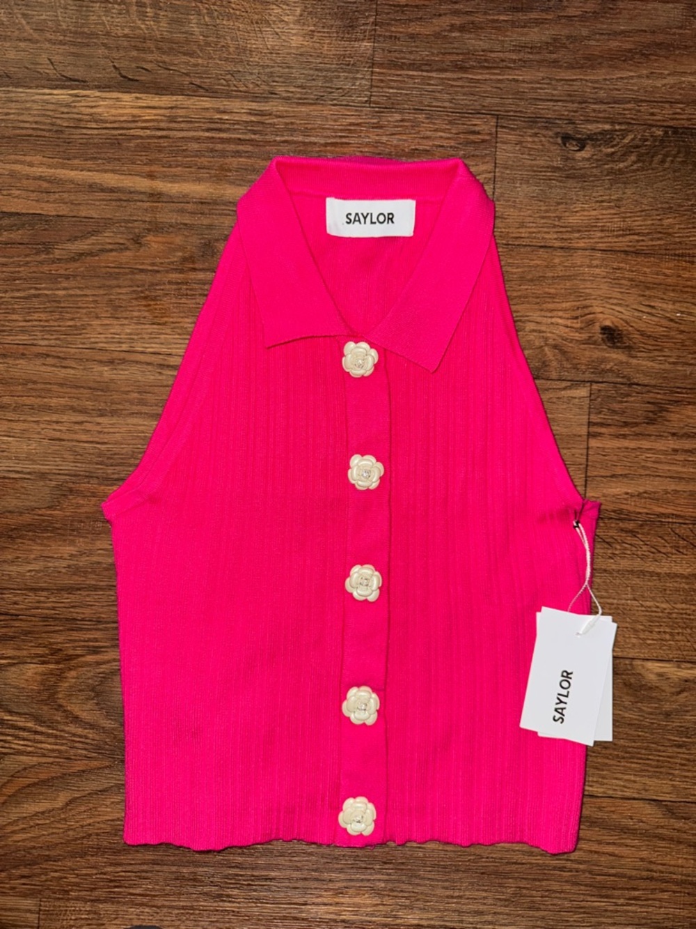 Saylor Pink Ribbed Tank Top